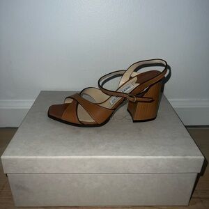 Jimmy Choo Joya 85 Vachetta Leather Sandals